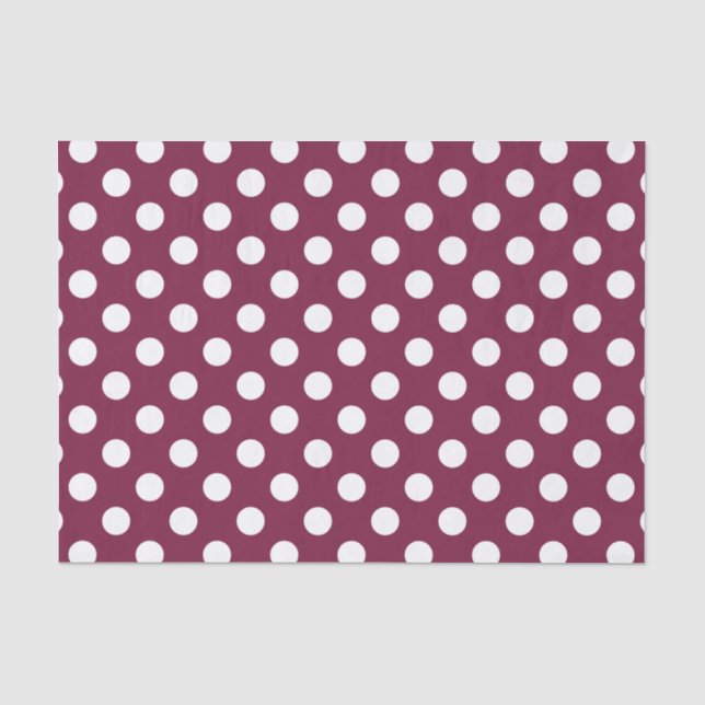 Weißer Polka-Punkte auf Bordeaux Seidenpapier (Vorderseite)
