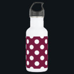 Weißer Polka-Punkte auf Bordeaux Trinkflasche<br><div class="desc">Weißer Polka-Punkte auf Bordeaux</div>