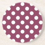 Weißer Polka-Punkte auf Bordeaux Untersetzer<br><div class="desc">Weißer Polka-Punkte auf Bordeaux</div>