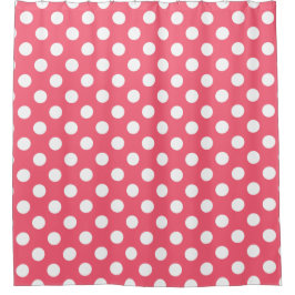 Weißer Polka Punkte auf Korallen Duschvorhang