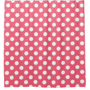 Weißer Polka Punkte auf Korallen Duschvorhang