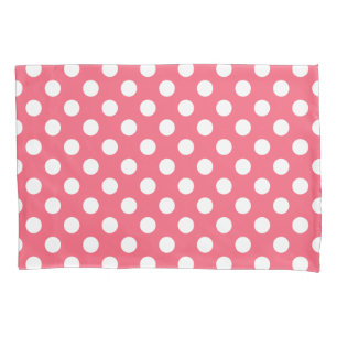 Weißer Polka Punkte auf Korallen Kissenbezug