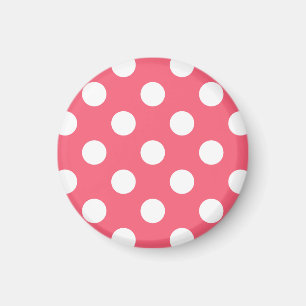Weißer Polka Punkte auf Korallen Magnet