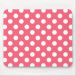 Weißer Polka Punkte auf Korallen Mousepad<br><div class="desc">Weißer Polka Punkte auf Korallen</div>