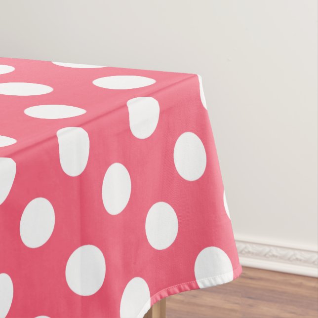 Weißer Polka Punkte auf Korallen Tischdecke (Beispiel)