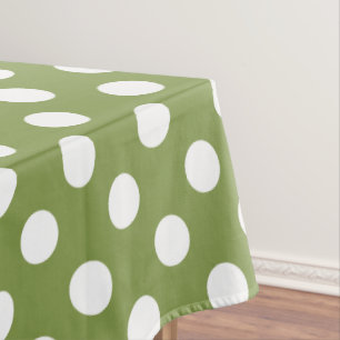 Weißer Polka Punkte auf Olivengrün Tischdecke