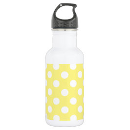 Weißer Polka Punkte auf Zitronengelb Edelstahlflasche