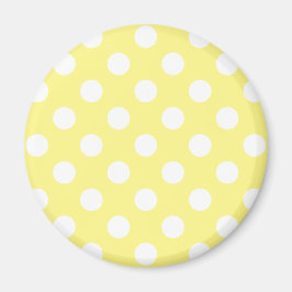 Weißer Polka Punkte auf Zitronengelb Magnet