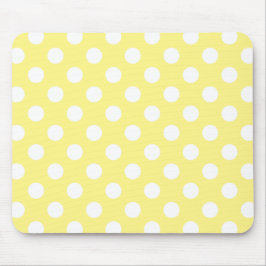 Weißer Polka Punkte auf Zitronengelb Mousepad