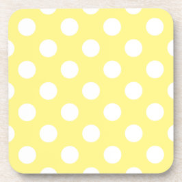Weißer Polka Punkte auf Zitronengelb Untersetzer