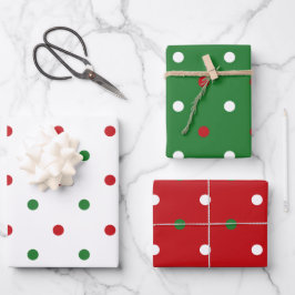 Weißer Polka-Punktmuster Geschenkpapier Set