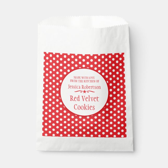 Weißer Polka Weihnachtsaustausch Zollbacktaschen Geschenktütchen (Vorderseite)
