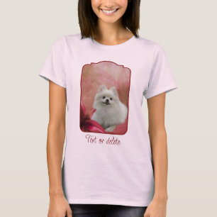 Weißer Pomeranian-Hund Lily Blumen Tierkunst T-Shirt