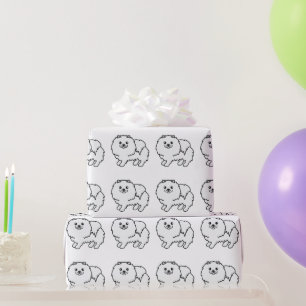 Weißer Pomeranian Süßer Cartoon-Hund-Muster Geschenkpapier