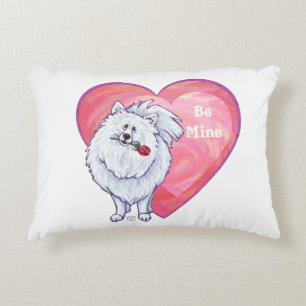 Weißer Pomeranian Valentinstag Zierkissen