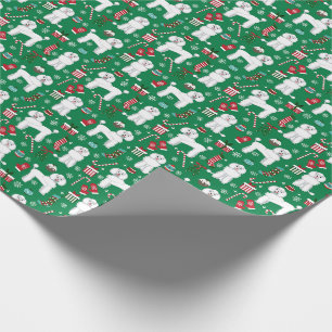 Weißer Poodal Weihnachtshund Geschenkpapier