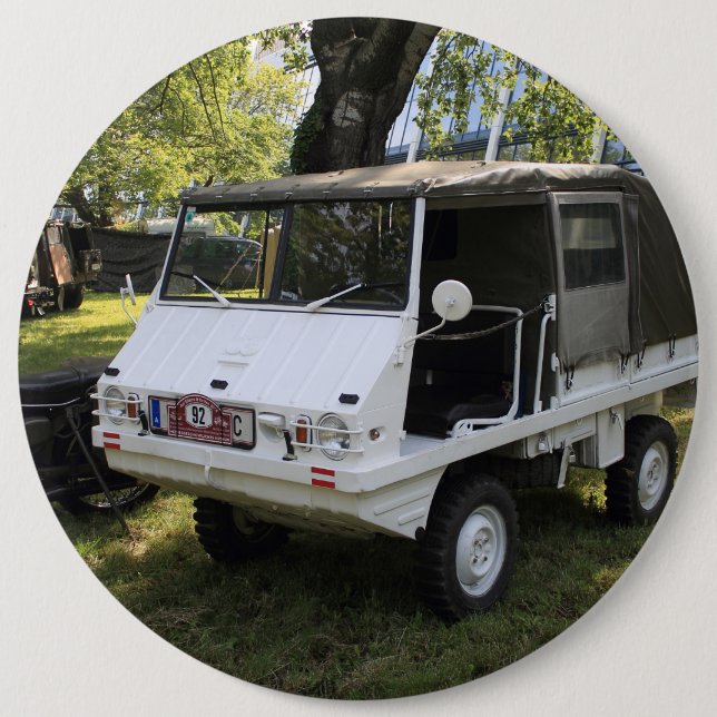 Weißer Puch Haflinger Button (Vorderseite)