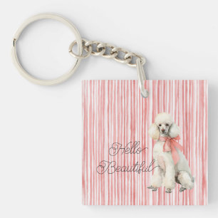 Weißer Pudel Hund Hallo Schön Schlüsselanhänger