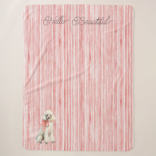 Weißer Pudel-Hund Hallo Schöne Rote Streifen Sherpadecke