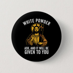Weißer Puder Jesus Skifahren Lustiges Snowboarden Button