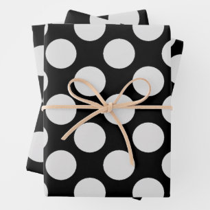 Weißer Punkt und schwarzer Hintergrund Geschenkpapier Set