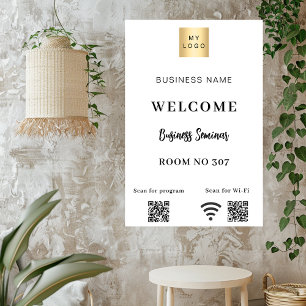 Weißer QR-Code Geschäft-Logo Seminarraum Wifi Poster