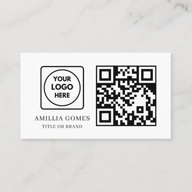 Weißer QR-Code | Moderne minimalistische benutzerd Visitenkarte (Vorderseite)