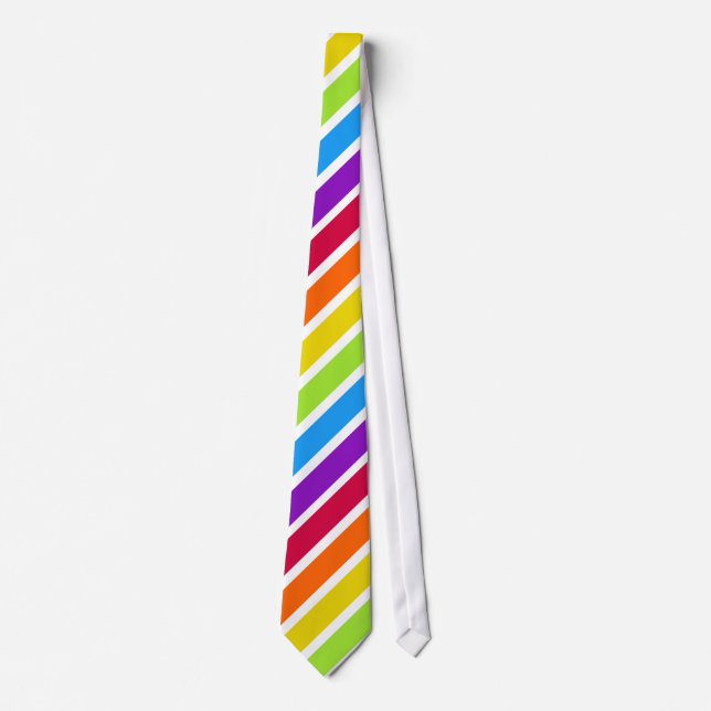 Weißer Regenbogen Diagonaler Streifen Krawatte (Vorderseite)