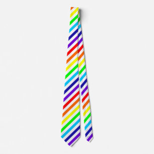 Weißer Regenbogen Krawatte (Diagonale Streifen)