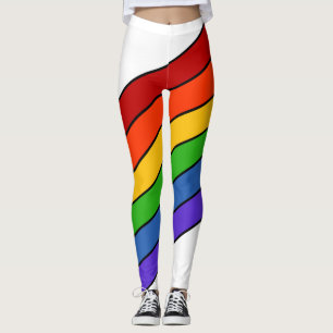 Weißer Regenbogen Streifen Leggings
