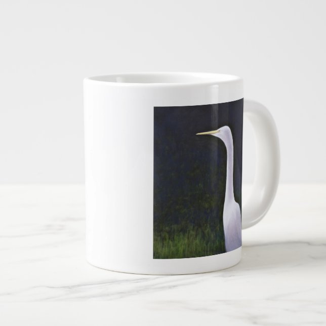 Weißer Reiher Jumbo-Tasse (Vorderseite Rechts)