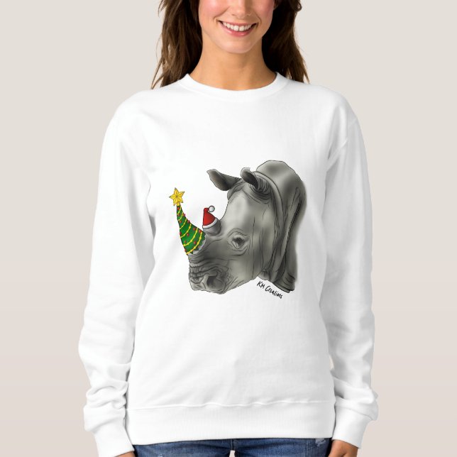 Weißer Rhino Sweatshirt (Vorderseite)