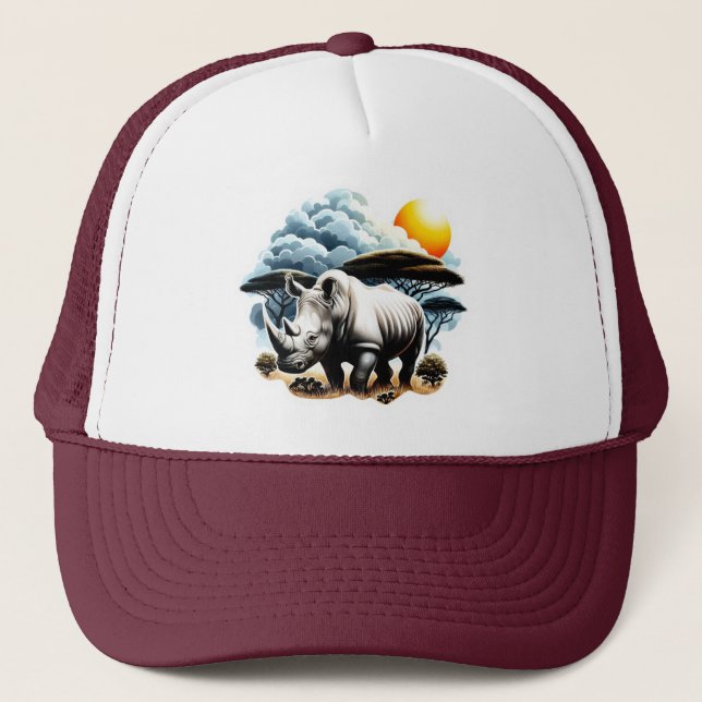 Weißer Rhinoceros Truckerkappe (Vorderseite)