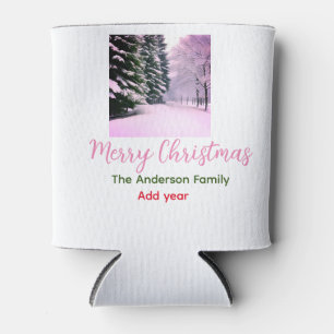 Weißer rosa Schnee frohe Weihnachten Familienname  Dosenkühler