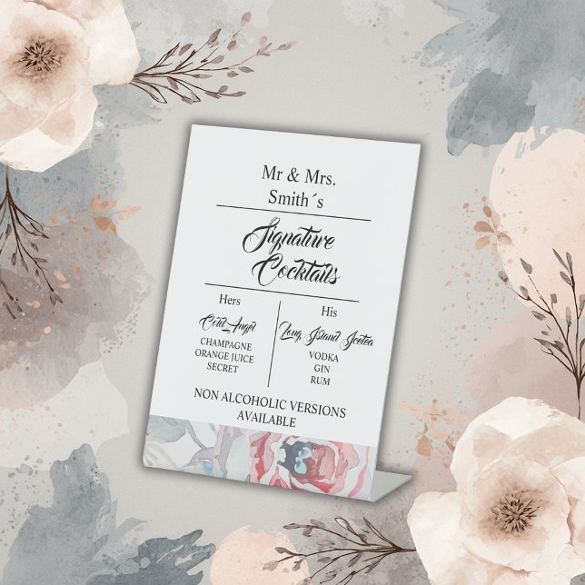 Weißer Rose Hochzeitscocktail Sockelschild (Von Creator hochgeladen)