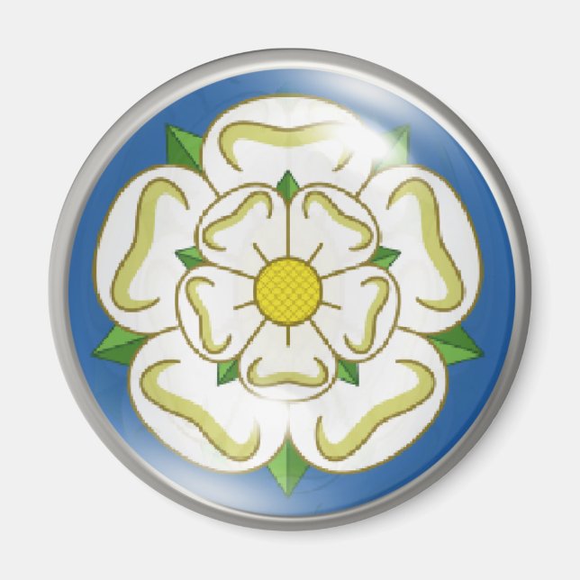 Weißer Rose von Yorkshire Flag Magnet (Vorne)