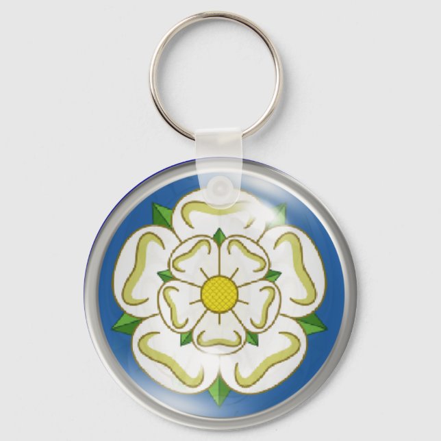 Weißer Rose von Yorkshire Flag Schlüsselanhänger (Vorderseite)