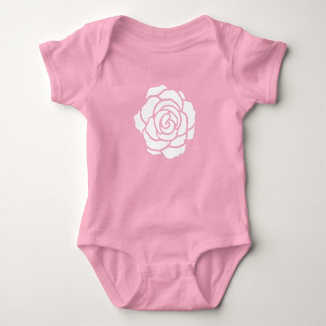 Weißer Rosen-Baby-Bodysuit Baby Strampler (Vorderseite)
