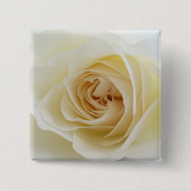 Weißer Rosen-Quadrat-Knopf 001 Button (Vorderseite)