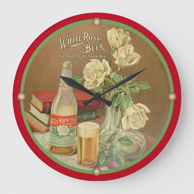 Weißer Rosenbier Große Wanduhr (Vorderseite)