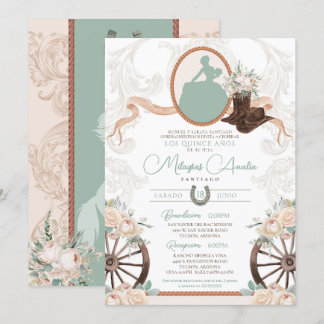 Weißer Rosengarten Elegante Charro Western Quincea Einladung
