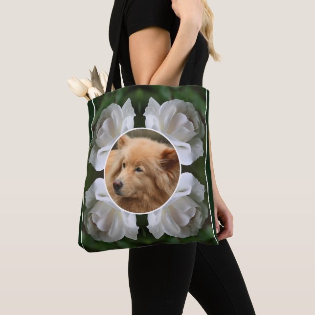 Weißer Rosenrahmen erstellen Sie Ihr eigenes Foto Tasche (Von Nahem)