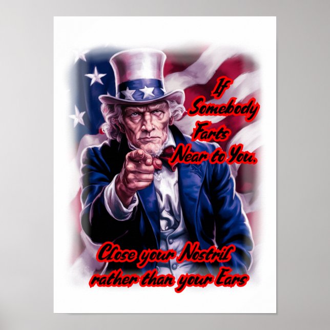 Weißer Roter Blau Onkel Sam auf einem Poster (Vorne)