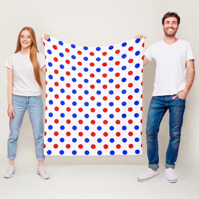Weißer Roter Blauer Tupfen-Design  Fleecedecke (Beispiel)