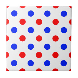 Weißer Roter Blauer Tupfen-Design  Fliese