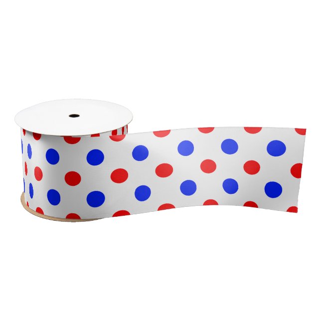 Weißer Roter Blauer Tupfen-Design  Satinband (Spule)