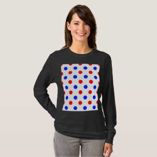 Weißer Roter Blauer Tupfen-Design T-Shirt