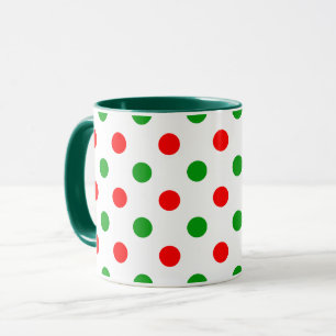 Weißer Roter Grüner Polka-Punkte-Design Tasse