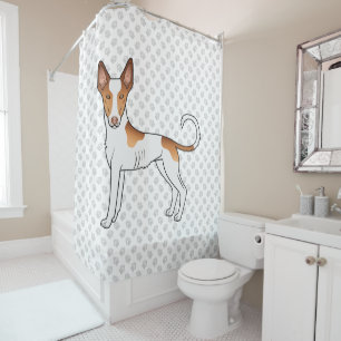 Weißer & roter Ibizan Hound mit glattem Fell Hund Duschvorhang