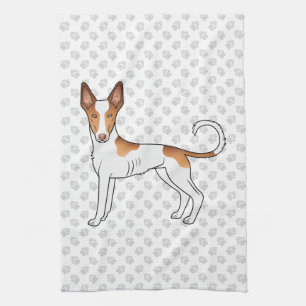 Weißer & roter Ibizan Hound mit glattem Fell Hund Geschirrtuch